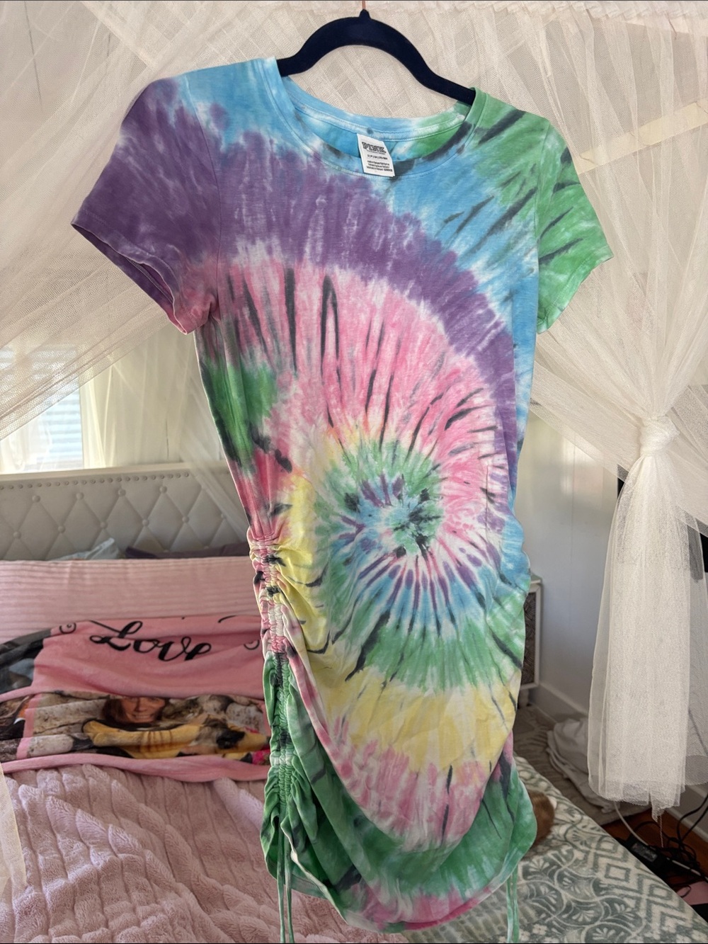 PINK Victoria's Secret Pastel Tie-Dye Spiral Tee